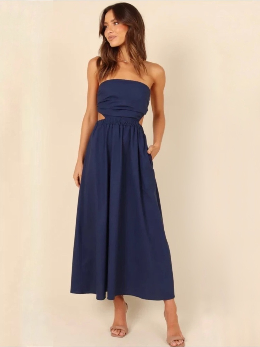 Petal + Pup Strapless Navy Cutout Maxi Dress with Bandeau Top Women’s XL